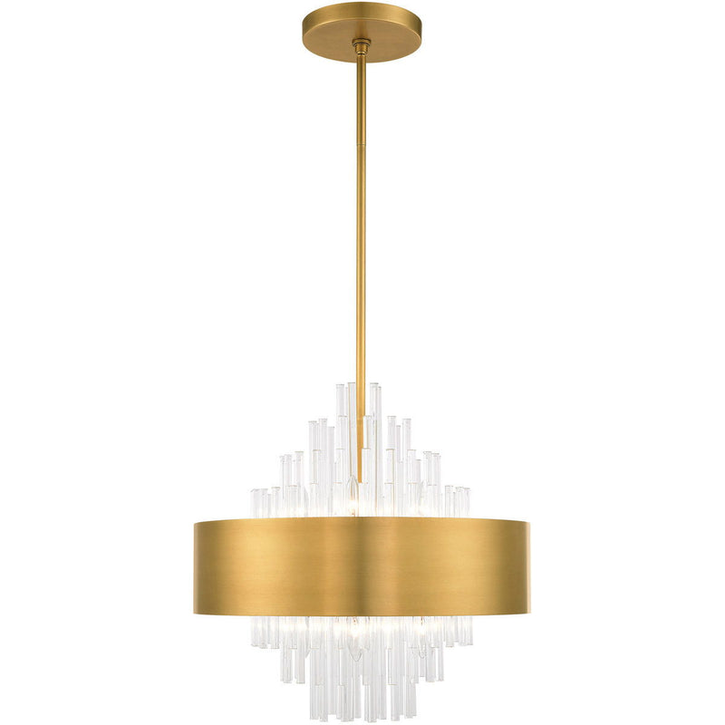 27" Eight Light Dimmable Chandelier With Shades - Brass