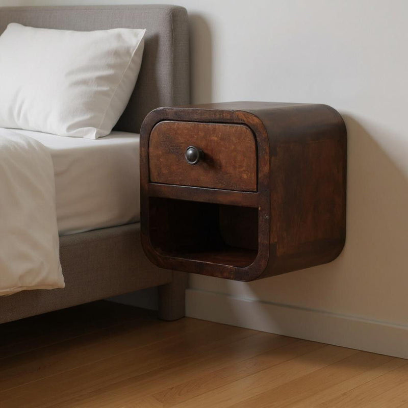 8" Solid Wood One Drawer Floating Nightstand - Chestnut