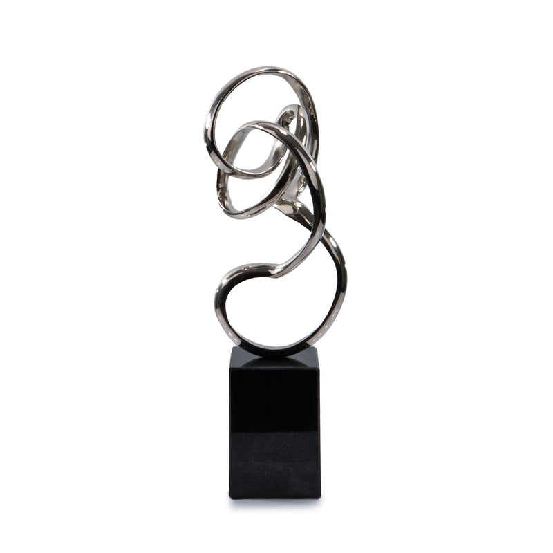 Marble Modern Abstract Tabletop Sculpture - Silver / Silver