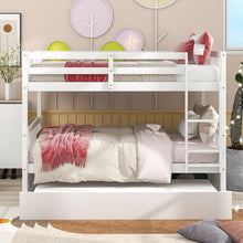 Load image into Gallery viewer, Full Over Full Bunk Bed with Trundle, Convertible to 2 Full Size Platform Bed, Full Size Bunk Bed with Ladder and Safety Rails for Kids, Teens, Adults,White(Old Sku:W504S00002)
