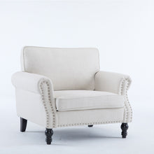 Load image into Gallery viewer, Rolled Arm Sofa With Nailhead Trim, 1 Seater Upholstered Couch With Wooden Legs
