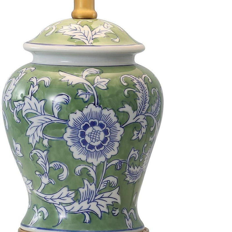 Urn Table Lamp LED With Empire Shade - Green