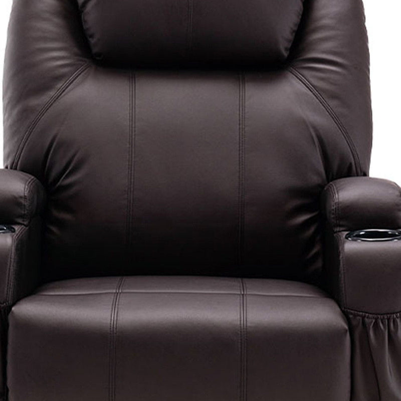 Faux Leather Power Heated Massage Lift AssiStand Recliner - Brown