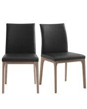 Load image into Gallery viewer, Upholstered Faux Leather Dining Room Side Chairs (Set of 2) - Brown / Black
