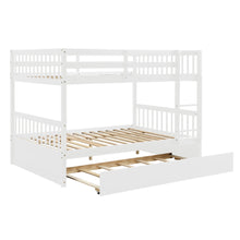 Load image into Gallery viewer, Full Over Full Bunk Bed with Trundle, Convertible to 2 Full Size Platform Bed, Full Size Bunk Bed with Ladder and Safety Rails for Kids, Teens, Adults,White(Old Sku:W504S00002)
