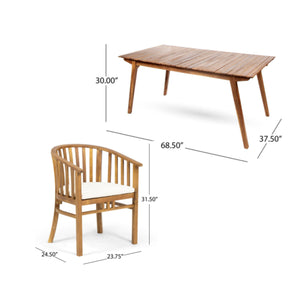 Outdoor 6 Seater Dining Set With Cushins - Cream