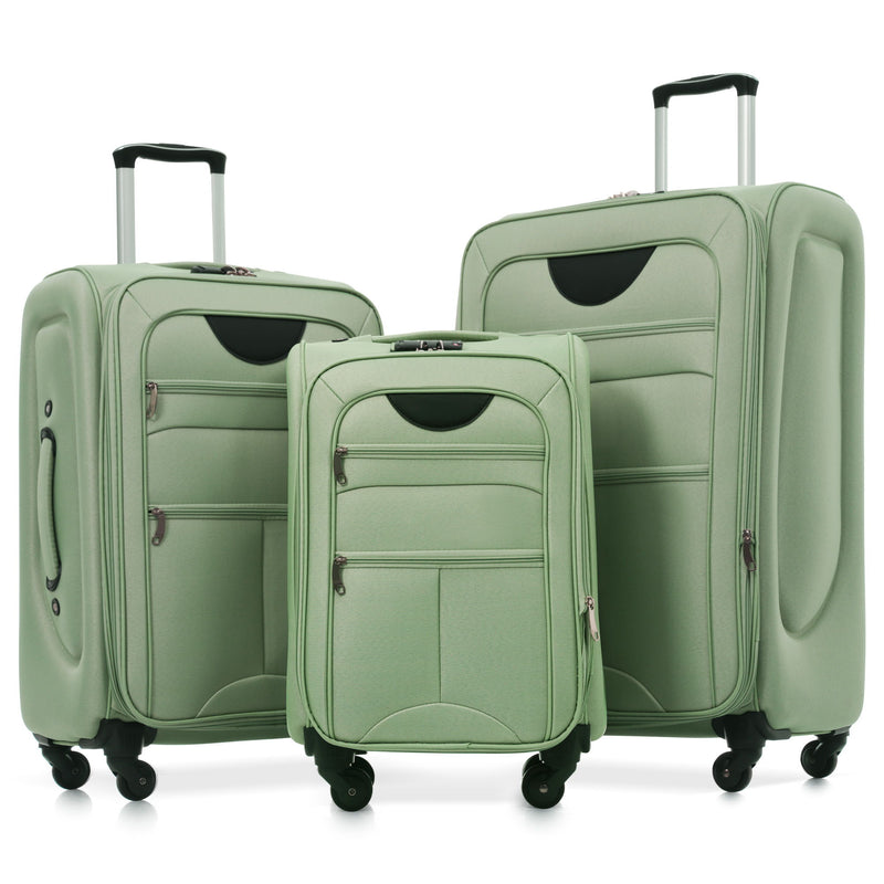 Softside Luggage Expandable 3 Piece Set Upright Spinner Lightweight Suitcase
