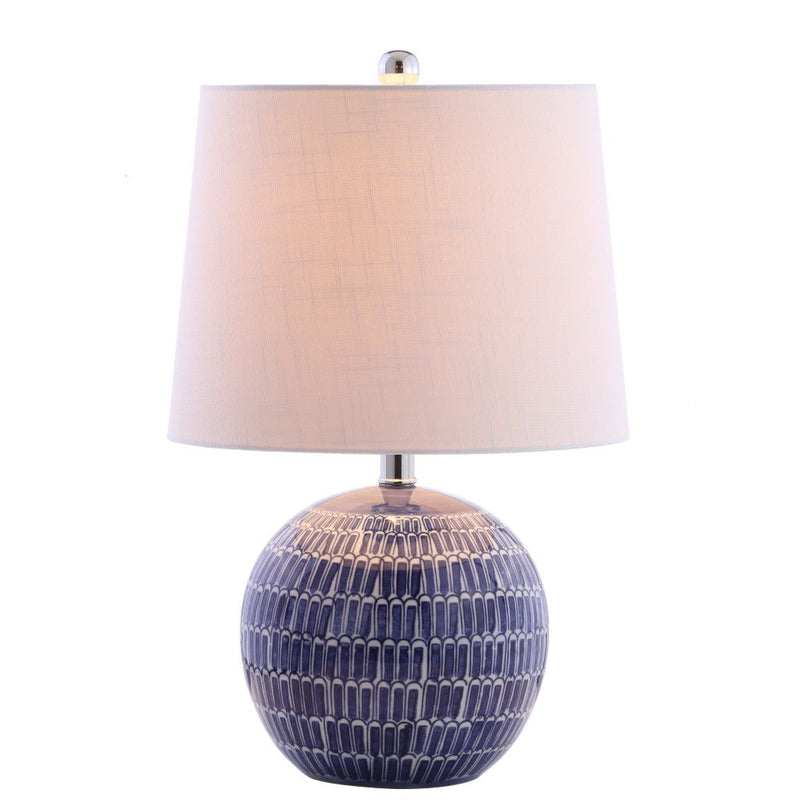 21" Novelty Table Lamp LED With Drum Shade - Navy Blue