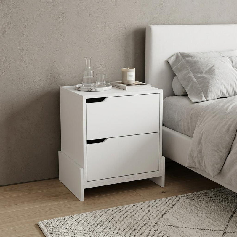 Wood Two Drawer Nightstand (734192) - White