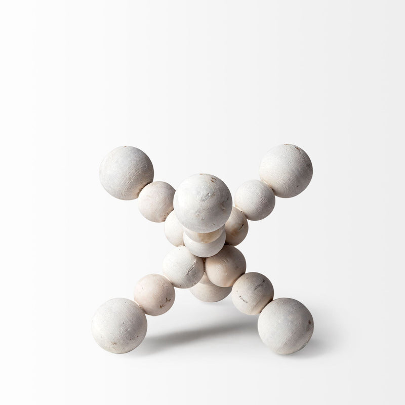 Beaded Wooden Decorative Jack - Off White