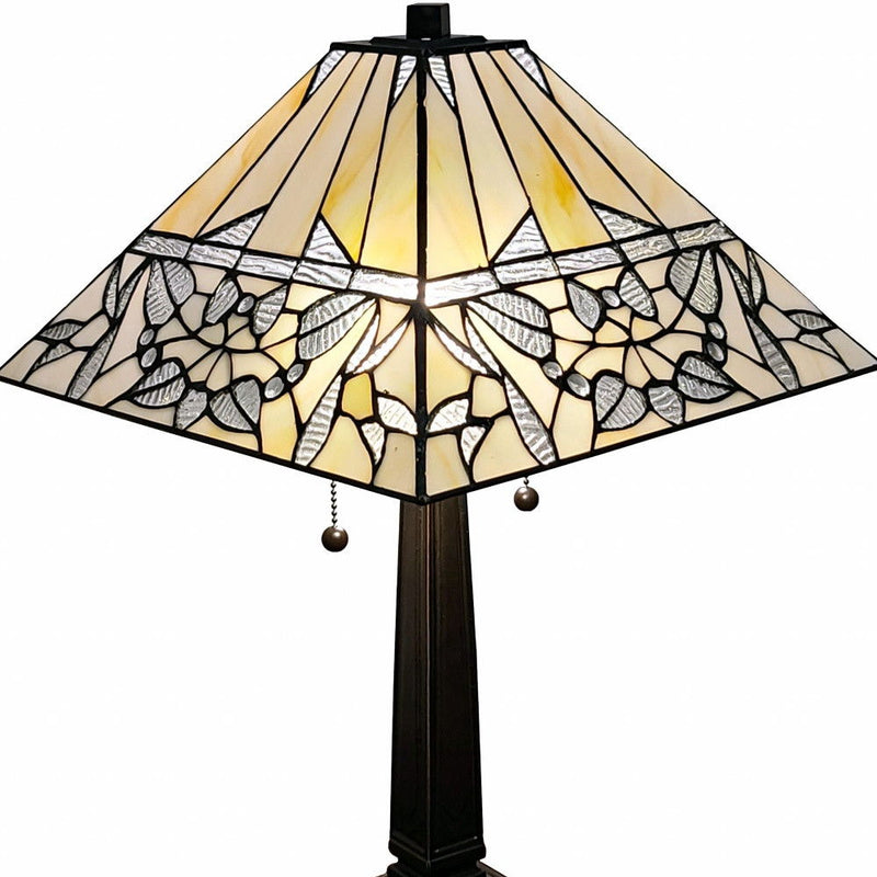 22" Metal Two Light Candlestick Vintage Look Table Lamp With White Shade - Dark Brown