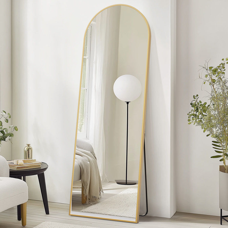 70" Aluminum Arch Freestanding Framed Standing Mirror - Gold