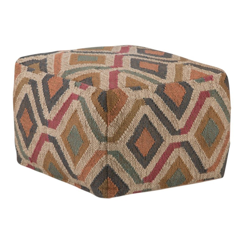 Jute Pouf Ottoman - Blue