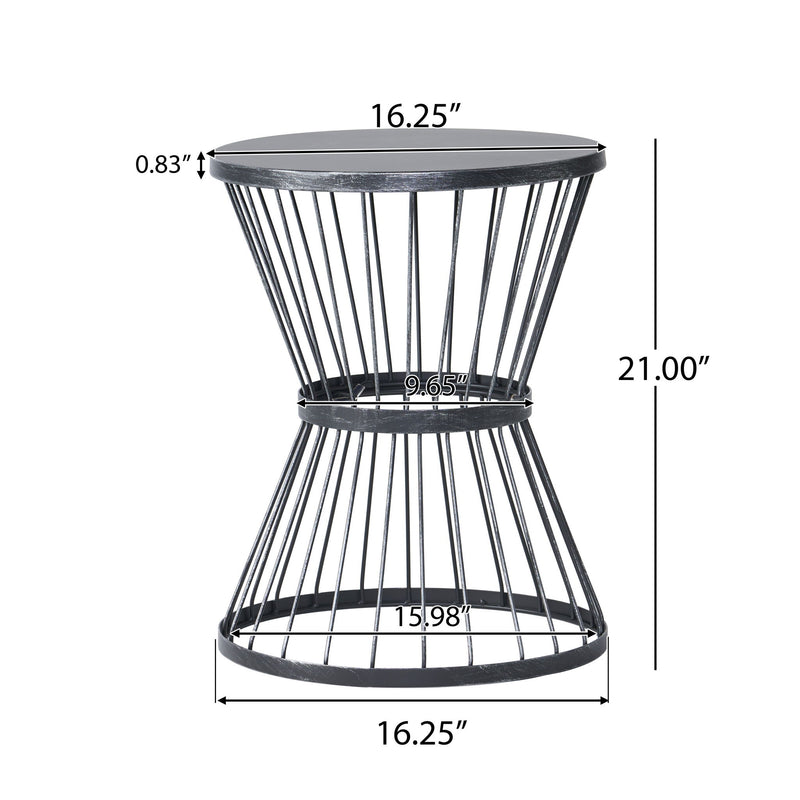 Lassen - Modern Outdoor Side Table With Hourglass Design - Matte Black