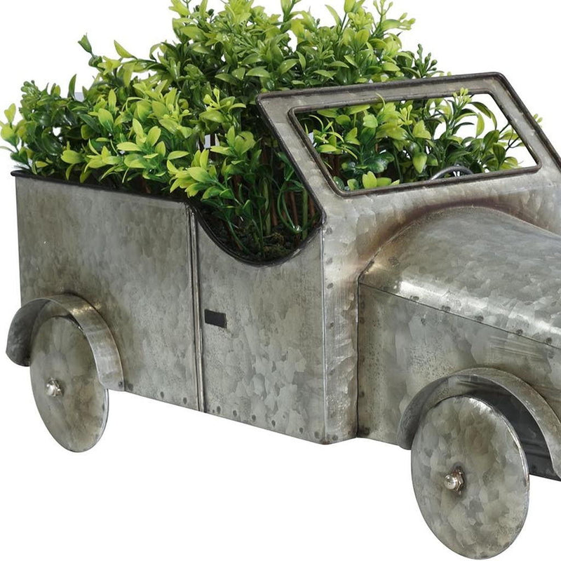 Flowers Hand Painted Truck Tabletop Sculpture - Silver