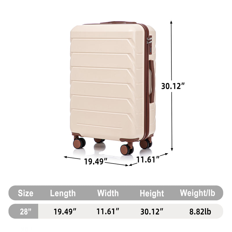 Hard Shell Luggage With Scratch Resistant Surface, 4 Wheels, Combination Lock & Side Hooks