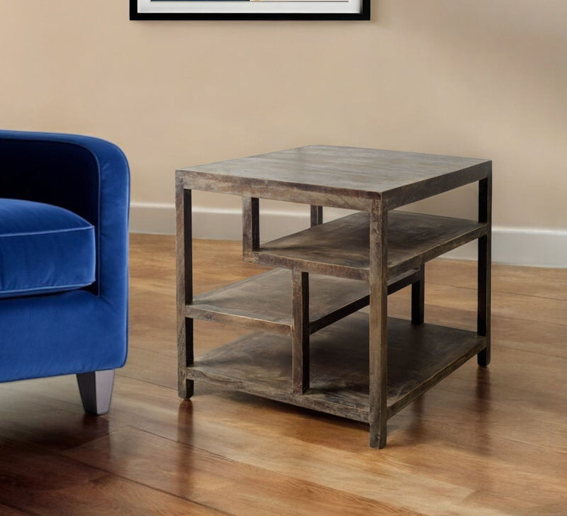 Solid Wood Square End Table (380654) - Brown