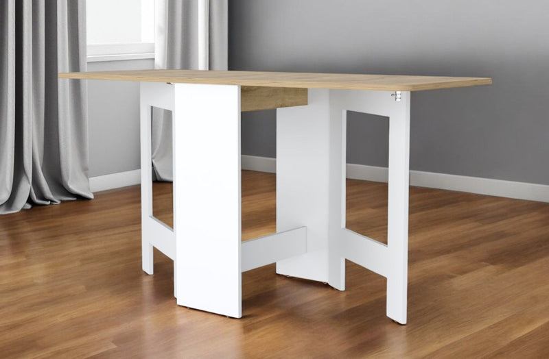 24" Folding Sled Base Dining Table - Brown / White
