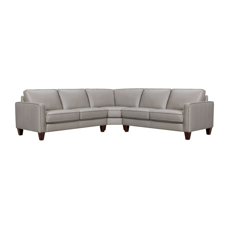 Leather L Shaped Three Piece Corner Sectional - Gray