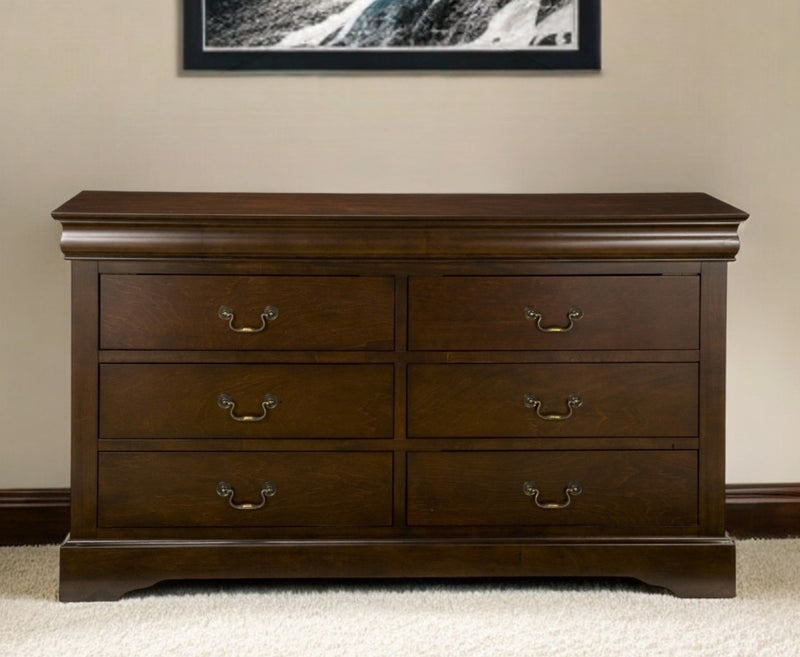 Solid 6 Drawer Double Dresser - Brown