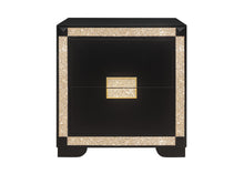 Load image into Gallery viewer, 26" Two Drawer Faux Crystal Bling Wood Nightstand - Black And Gold
