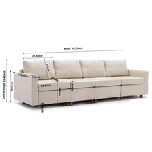 Load image into Gallery viewer, 4 Seat Module Sectional Sofa Couch With 1 Ottoman for living room,Seat Cushion and Back Cushion Non-Removable and Non-Washable,Cream
