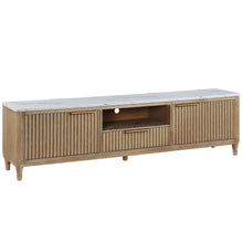 Load image into Gallery viewer, Fluted TV Stand With Accents - Natural Wood / White
