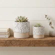 Load image into Gallery viewer, Leaf Round Pot Planters (Set of 2) - Beige / Gray
