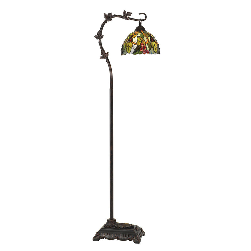 Traditional Shaped Floor Lamp With Green Yellow Dome Shade - Bronze
