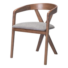 Load image into Gallery viewer, Fabric Upholstered Open Back Dining Arm Chair - Gray / Brown
