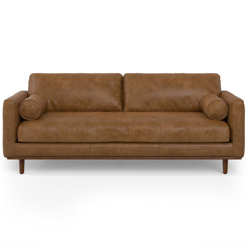 89" Leather Sofa - Brown