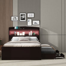 Load image into Gallery viewer, Platform Bed With LED Headboard, Charging Station, Trundle And 2 Drawers
