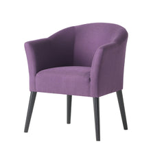 Load image into Gallery viewer, Fabric Arm Chair With Wooden Legs And Cushioned Seat - Plum
