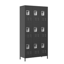 Load image into Gallery viewer, 9 Door Lockers With Lock For Secure Storage And - Black
