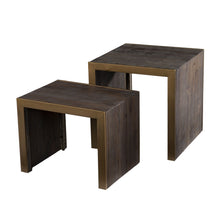 Load image into Gallery viewer, Solid Wood Chunky Nested End Tables (Set of 2) - Gray / Gold
