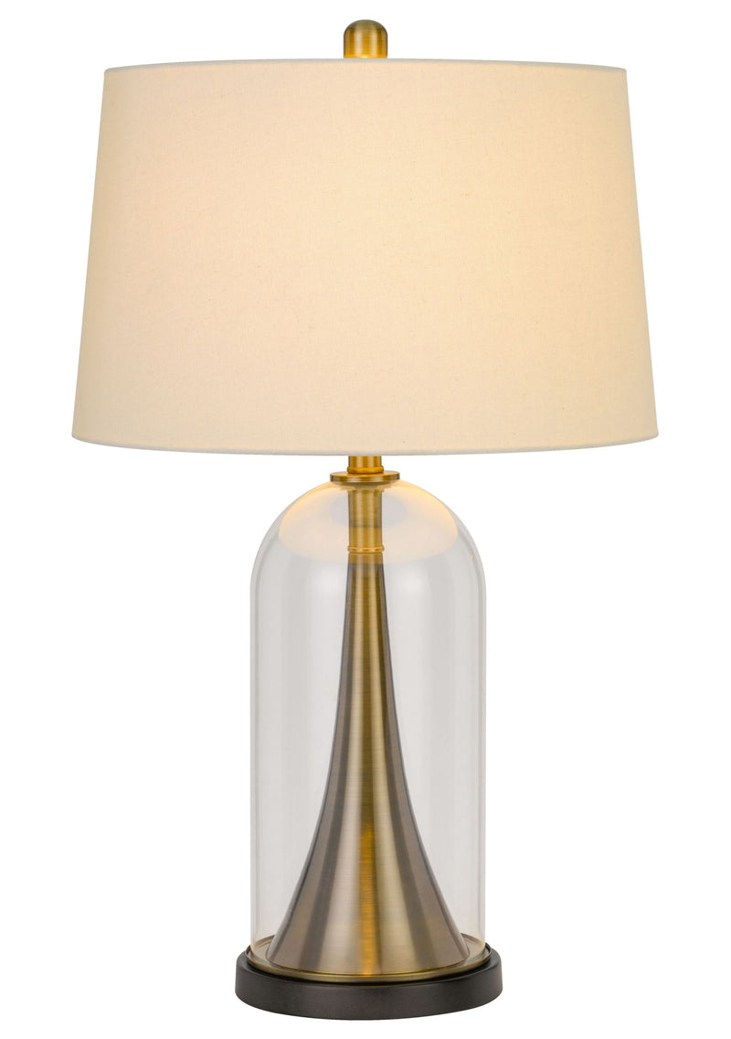 29" Metal Table Lamp With Empire Shade - Clear White