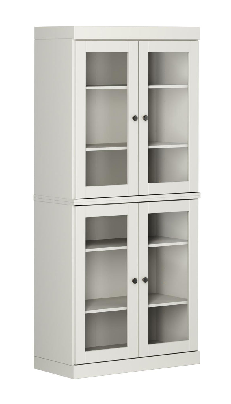 Adjustable Six Tier Library Bookcase With Four Doors (745700) - Off White