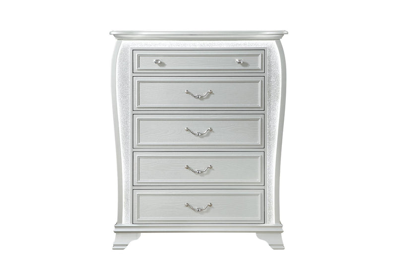 Wood Lighted Five Drawer Dresser (766578) - Silver