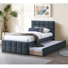 Load image into Gallery viewer, Contemporary Style Bed With Trundle Upholstered Headboard And Footboard Grid Pattern
