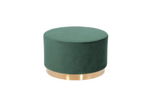 Load image into Gallery viewer, Velvet Footstool Ottoman - Green / Gold
