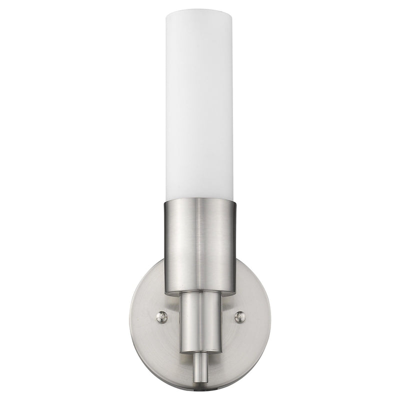 Narrow Wall Light With Frosted Glass Shade - Silver