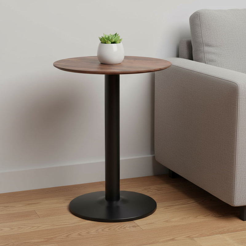 Round End Table - Black And Brown