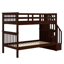 Load image into Gallery viewer, Stairway Twin-Over-Twin Bunk Bed with Storage and Guard Rail for Bedroom, Dorm, Espresso color(OLD SKU :LP000109AAP)
