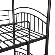 Load image into Gallery viewer, Twin Over Twin Metal Bunk Bed With Slide,Kids House Bed Black+Red
