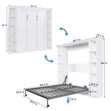 Load image into Gallery viewer, Queen Murphy Bed With Storage Cabinet, Foldable Wall Bed For Bedrooms - White
