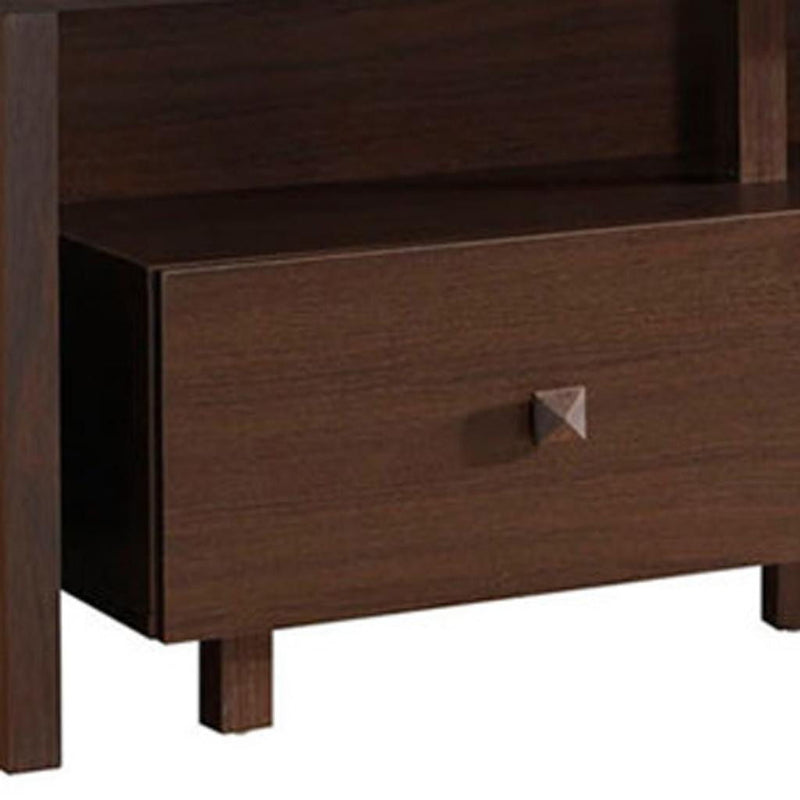 Wood Enclosed Open Storage TV Stand - Brown
