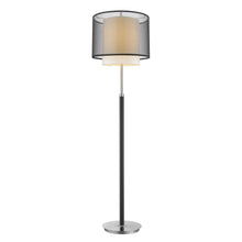 Load image into Gallery viewer, Traditional Shaped Floor Lamp With Black And White Drum Shade - Chrome
