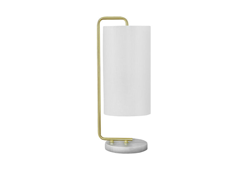 Marble Round Arched Table Lamp With Ivory Drum Shade - Gold And White