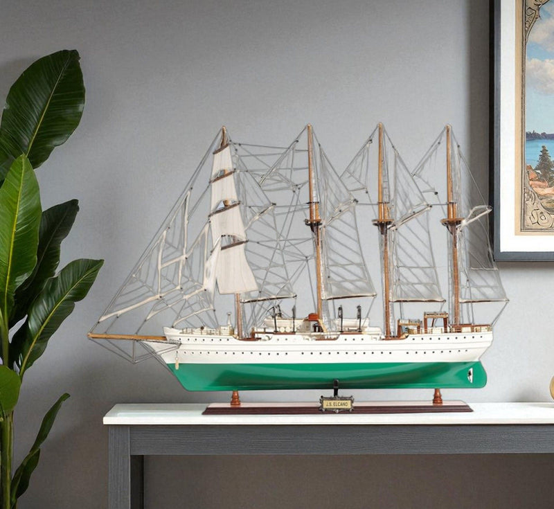 Hand Painted Boat - Green / White