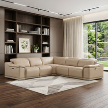 Load image into Gallery viewer, Leather Modular L-Shaped Five Piece Corner Sectional - Beige
